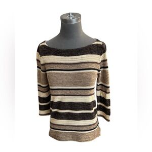 Lauren Ralph Lauren Striped Cotton Linen Tunic Sweater Small